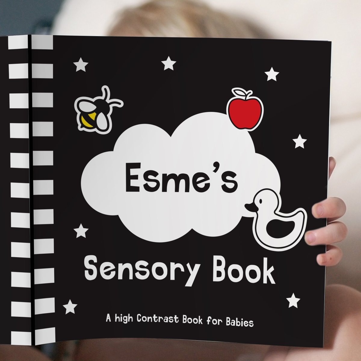 Personalised High Contrast Black And White Baby Book