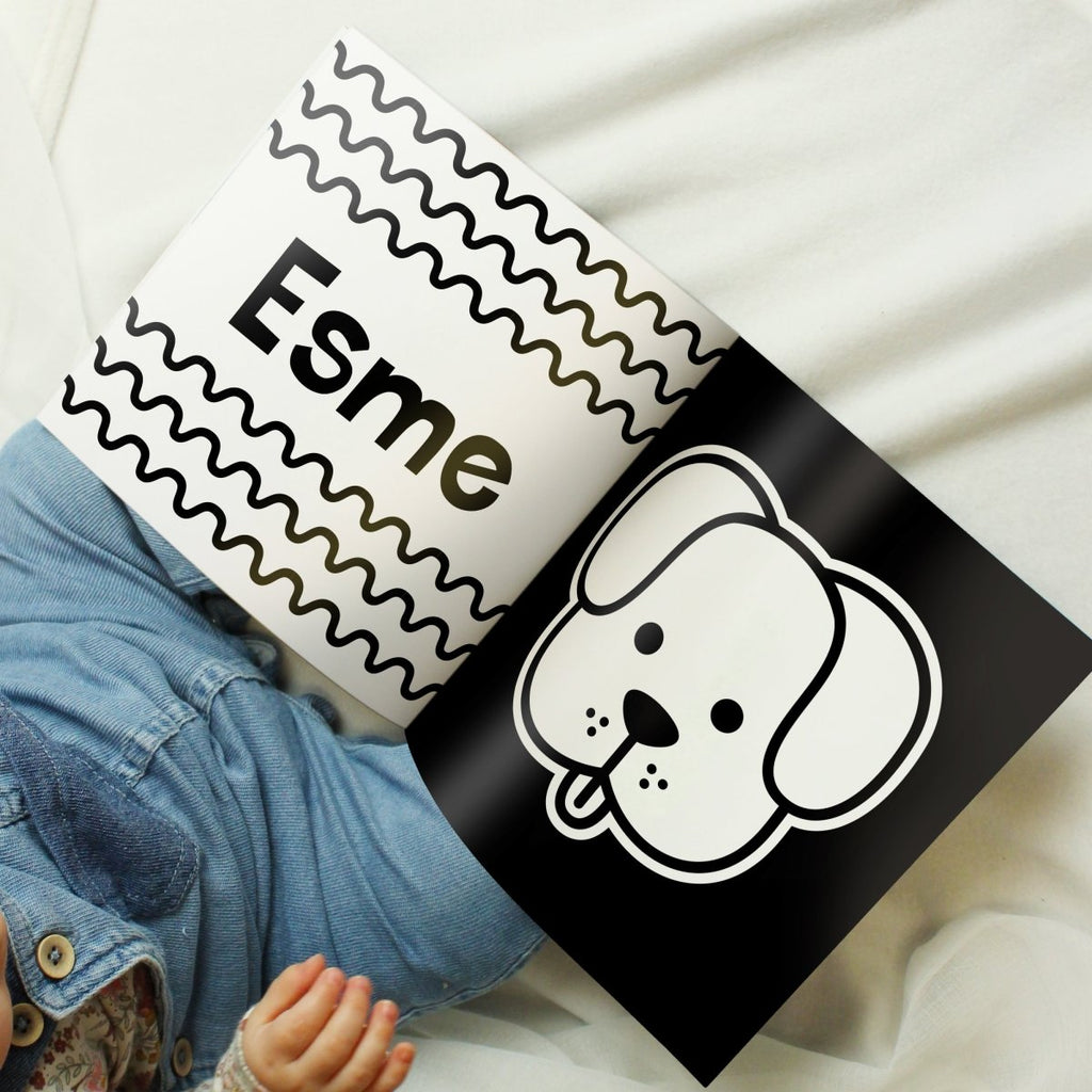 Personalised High Contrast Black And White Baby Book