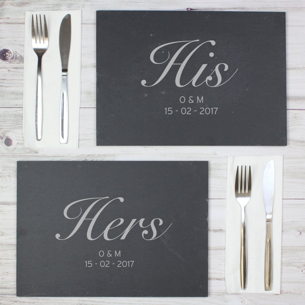 Personalised His And Hers Slate Placemat Set