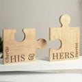 Personalised His & Hers Jigsaw Piece Pair Of Drinks Coasters