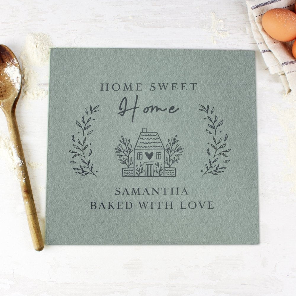 Personalised Home Glass Chopping Board/Worktop Saver