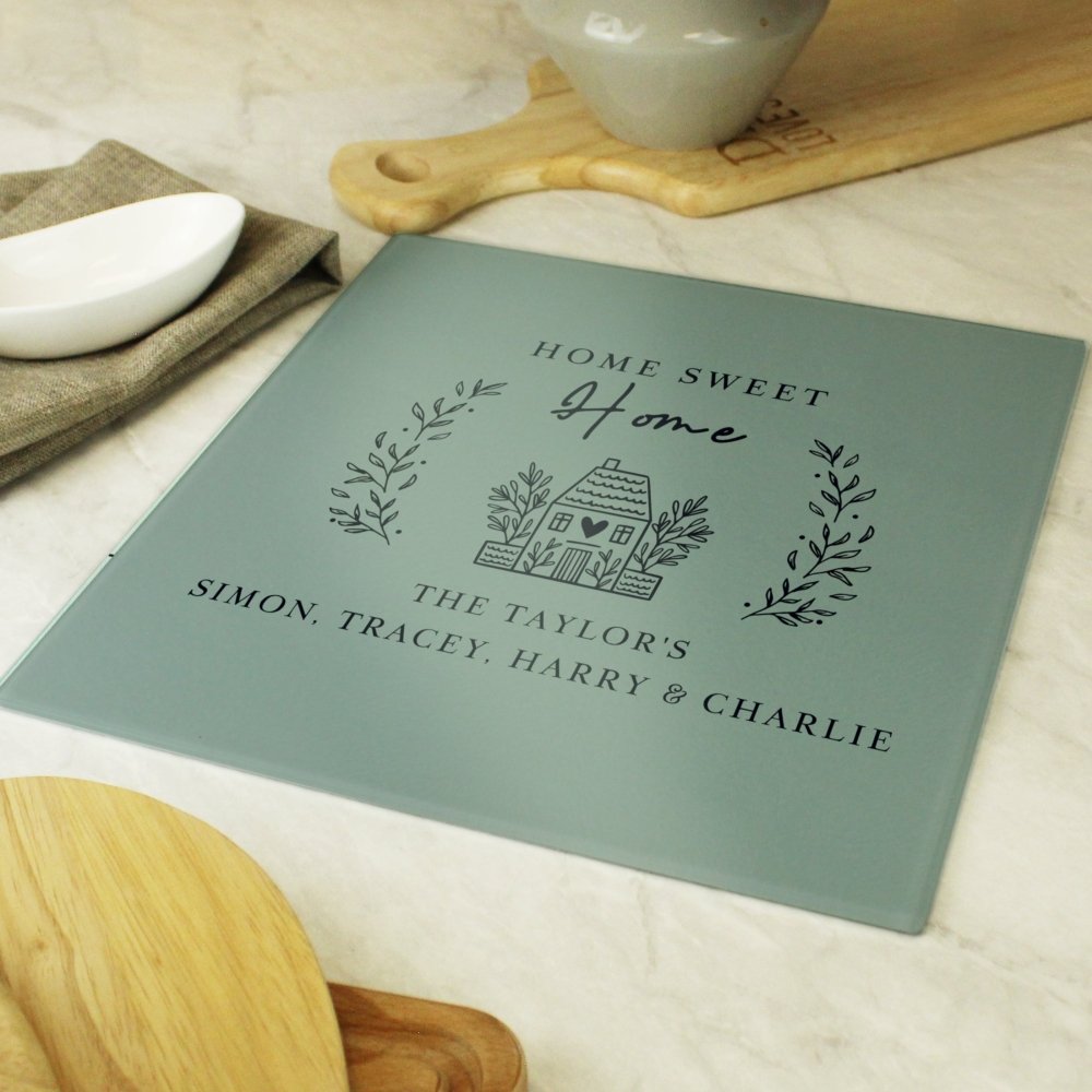 Personalised Home Glass Chopping Board/Worktop Saver