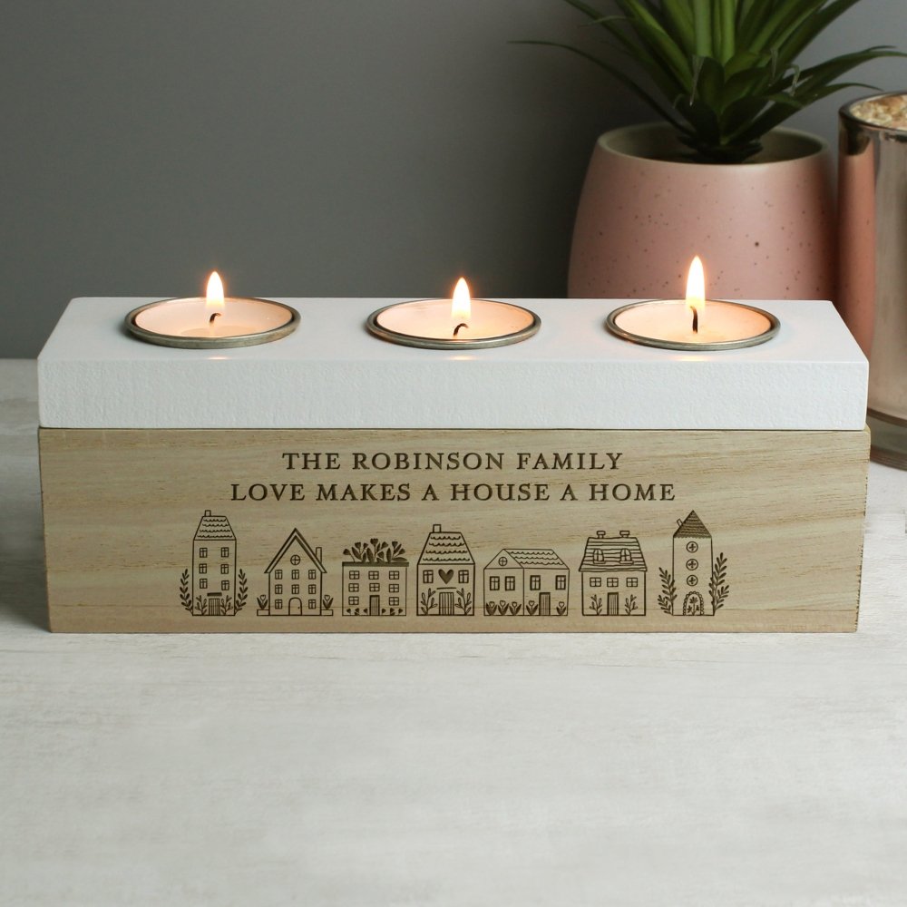 Personalised Home Triple Tea Light Box