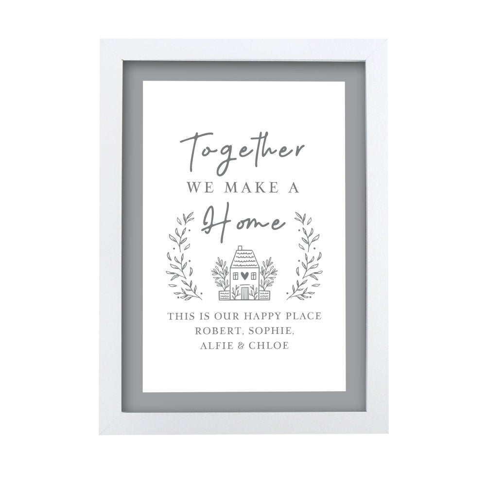 Personalised Home White A4 Framed Print