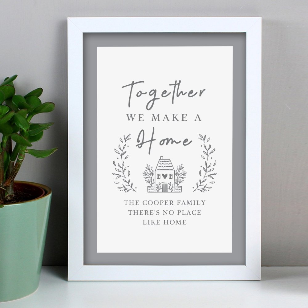 Personalised Home White A4 Framed Print