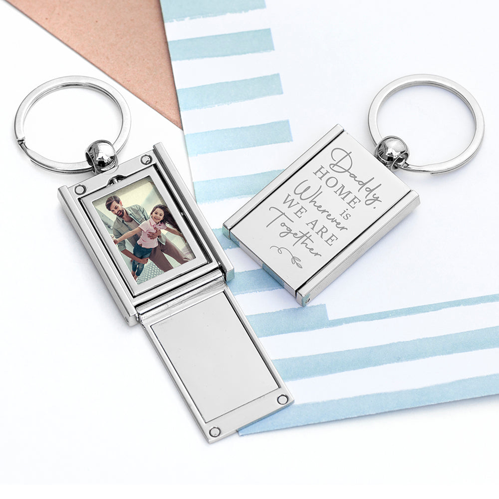 Personalised Home With Daddy Frame Keyring