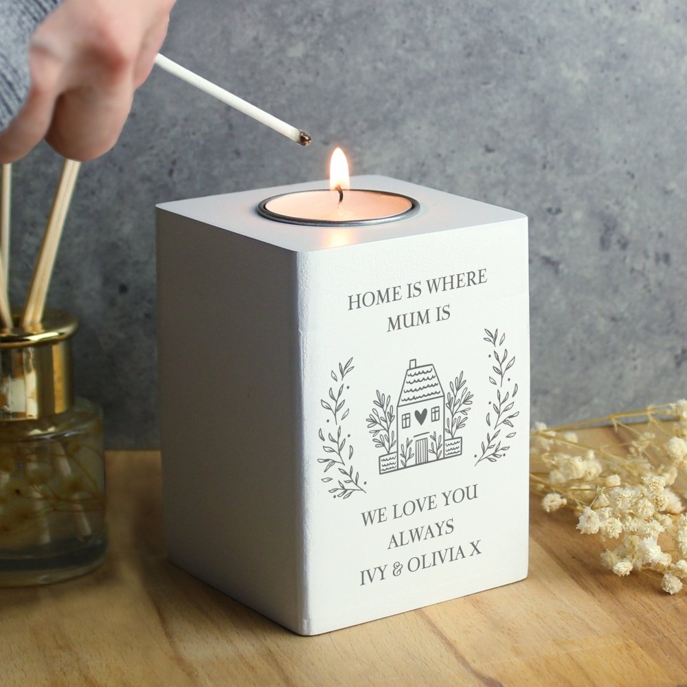 Personalised Home Wooden Tealight Holder