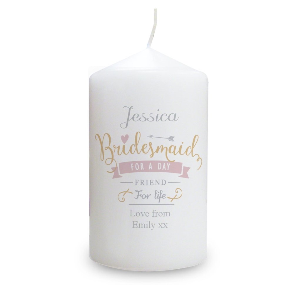 Personalised I Am Glad... Bridesmaid Pillar Candle