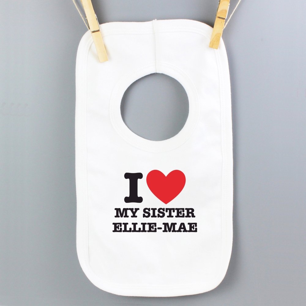 Personalised I Heart 0-3 Months Baby Bib