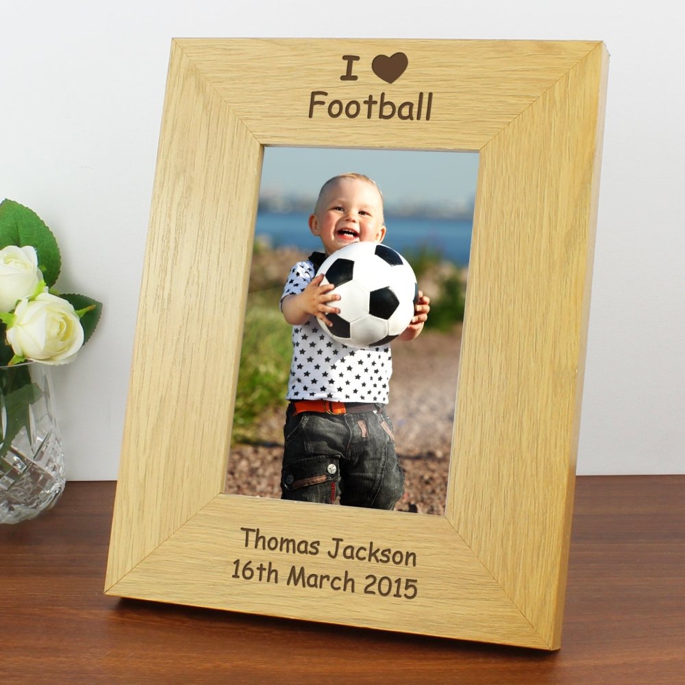 Personalised I Heart 4x6 Inch Oak Finish Photo Frame