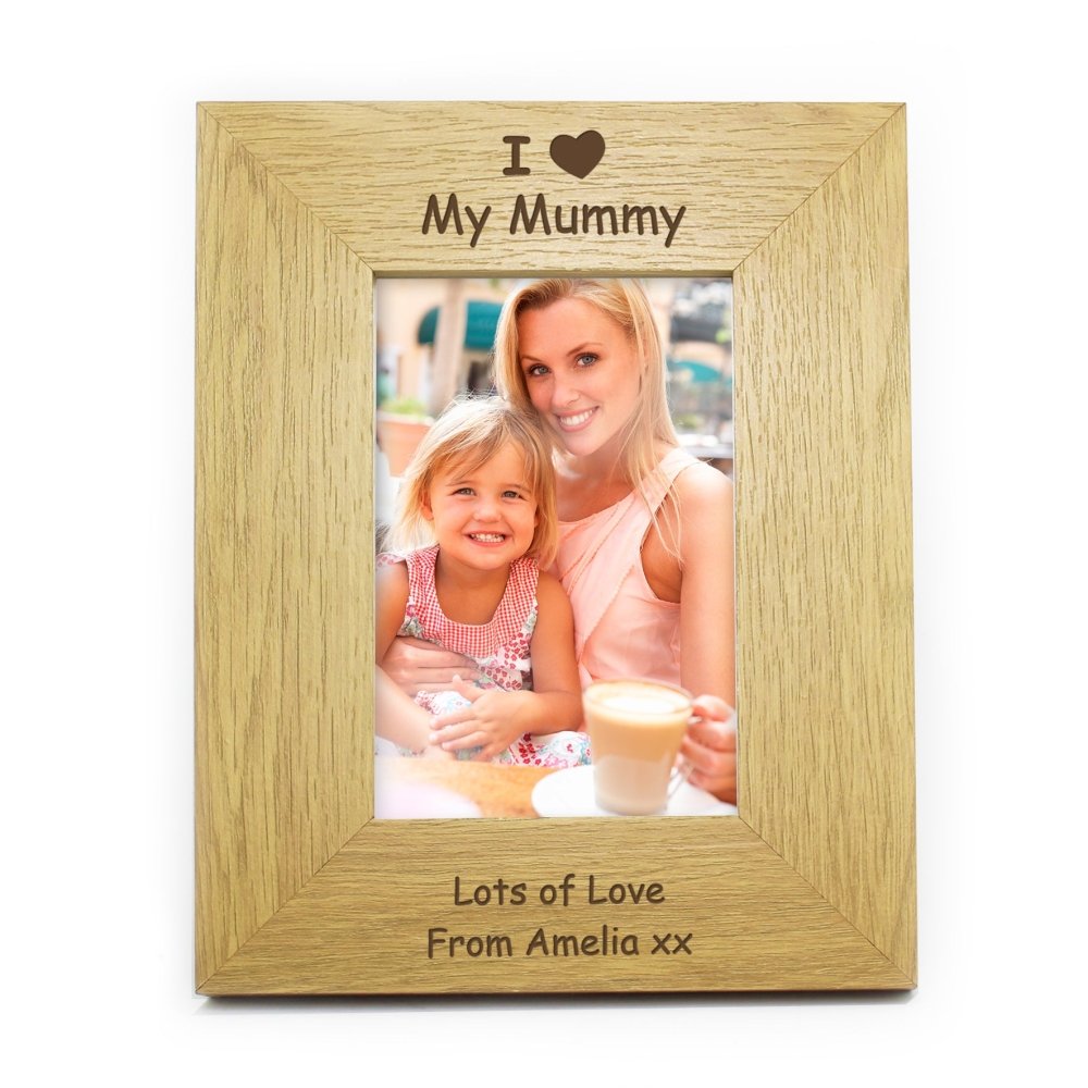 Personalised I Heart 6x4 Inch Oak Finish Photo Frame