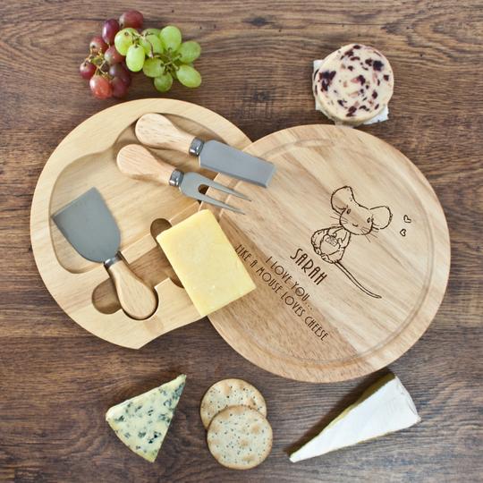 Personalised Personalised 'I Love You Like A Mouse Loves Cheese' Round Cheese Board