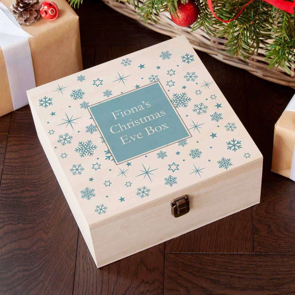 Personalised Ice Blue Snowflake Christmas Eve Box