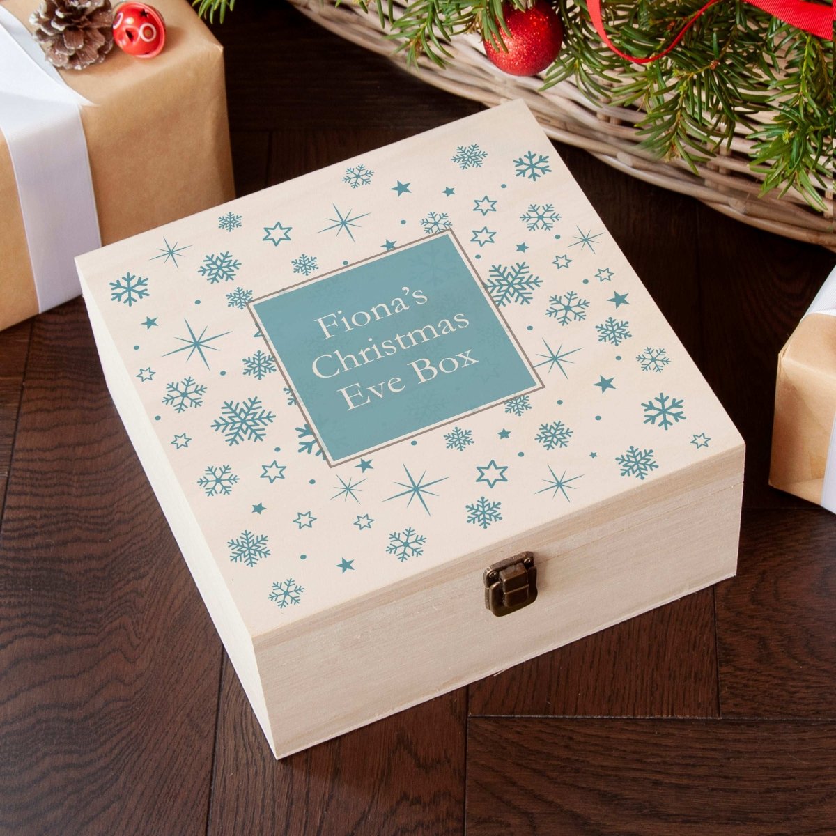 Personalised Ice Blue Snowflake Christmas Eve Box