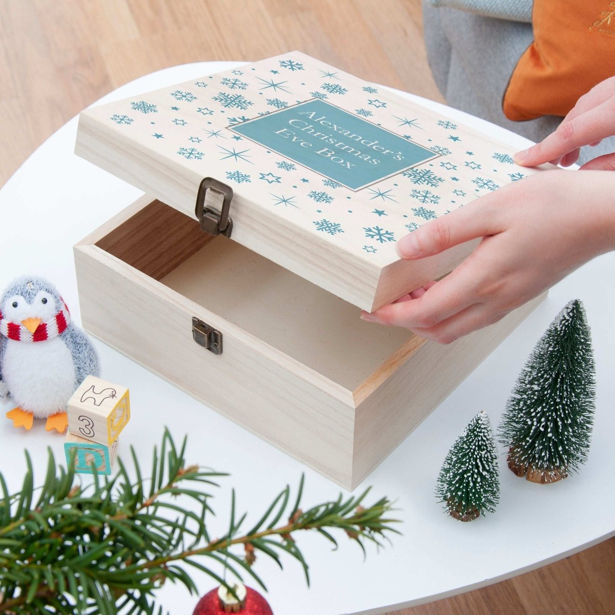 Personalised Ice Blue Snowflake Christmas Eve Box