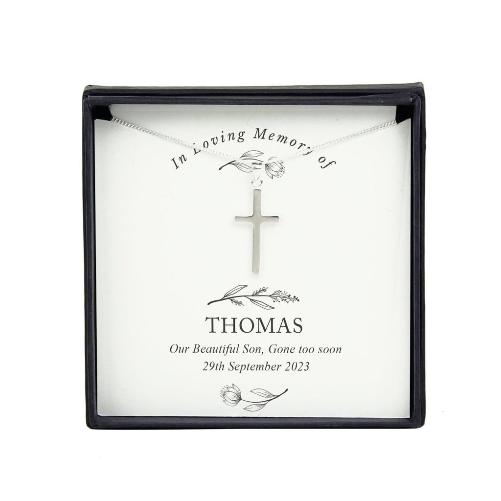 Personalised In Loving Memory Cross Sentiment Necklace And Box