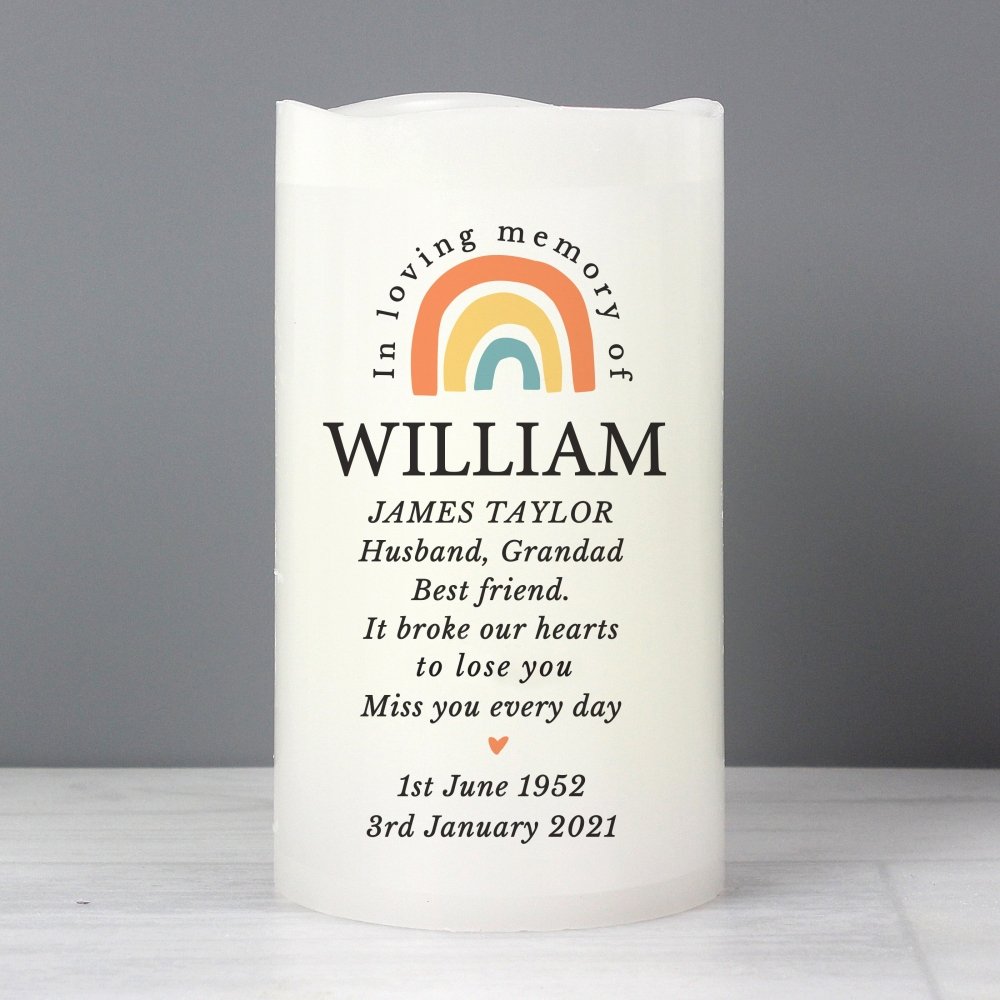 Personalised In Loving Memory Rainbow LED Candle