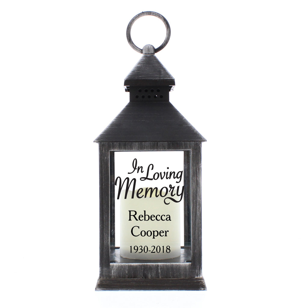 Personalised In Loving Memory Rustic Black Lantern