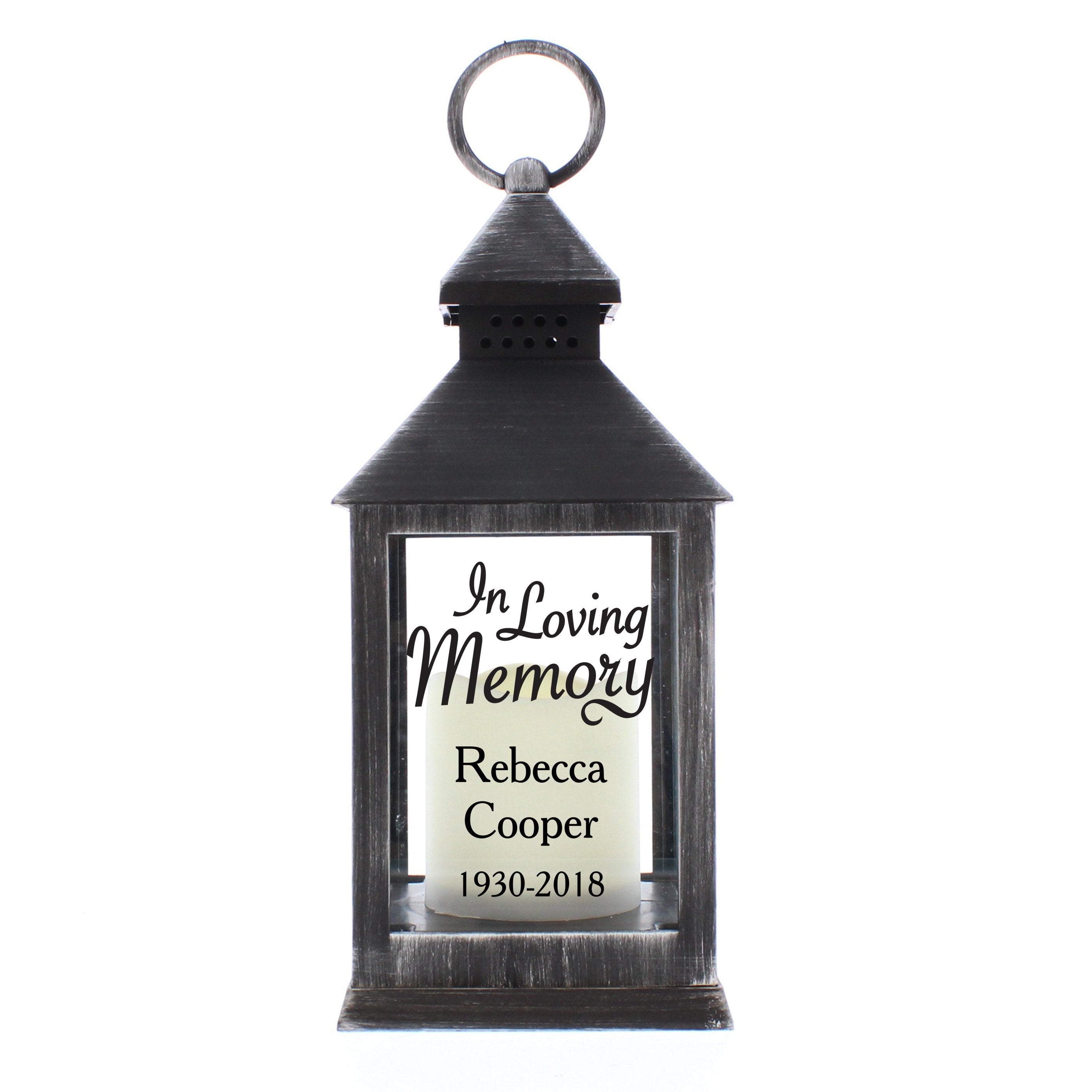 Personalised In Loving Memory Rustic Black Lantern