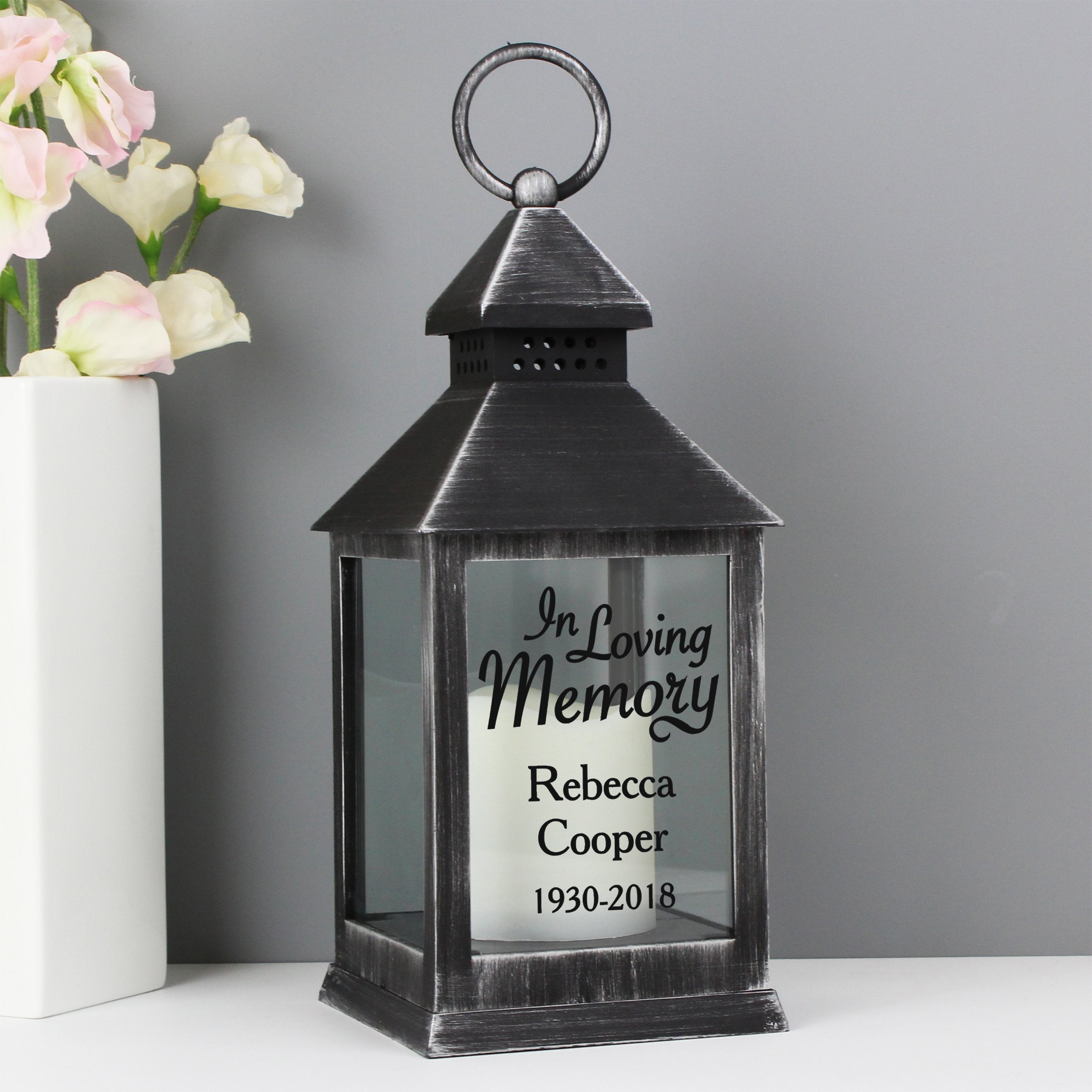 Personalised In Loving Memory Rustic Black Lantern