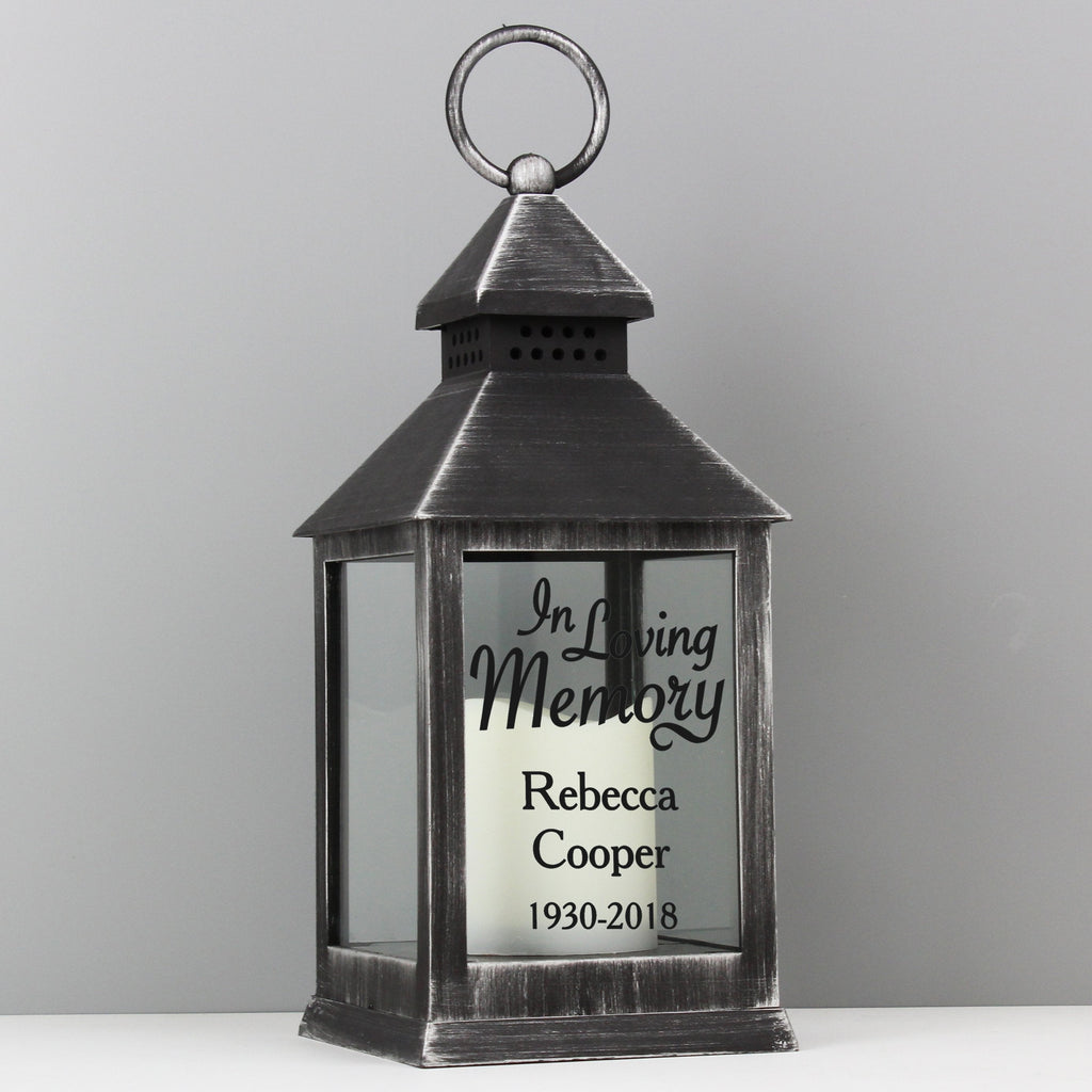 Personalised In Loving Memory Rustic Black Lantern
