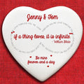 Personalised 'Infinite Love' William Blake Quote Heart Keepsake