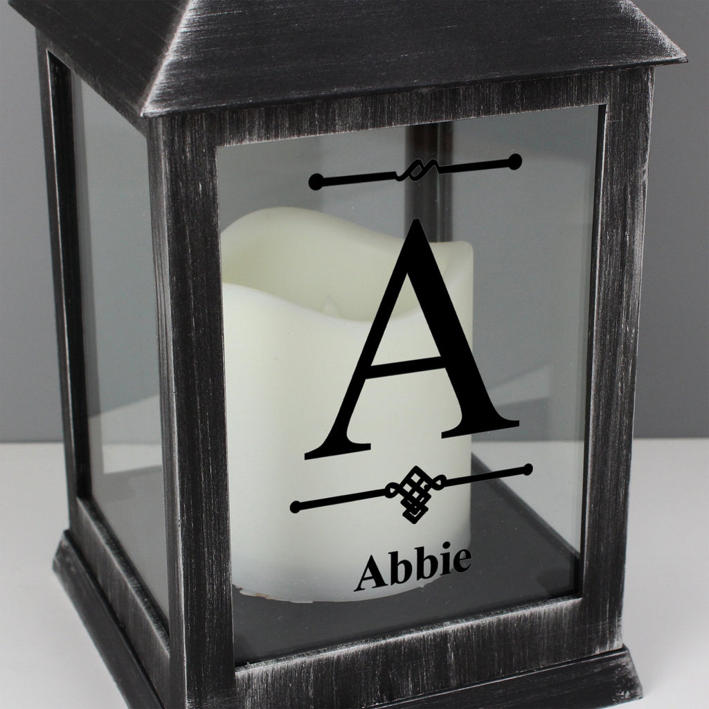 Personalised Initial Rustic Black Lantern