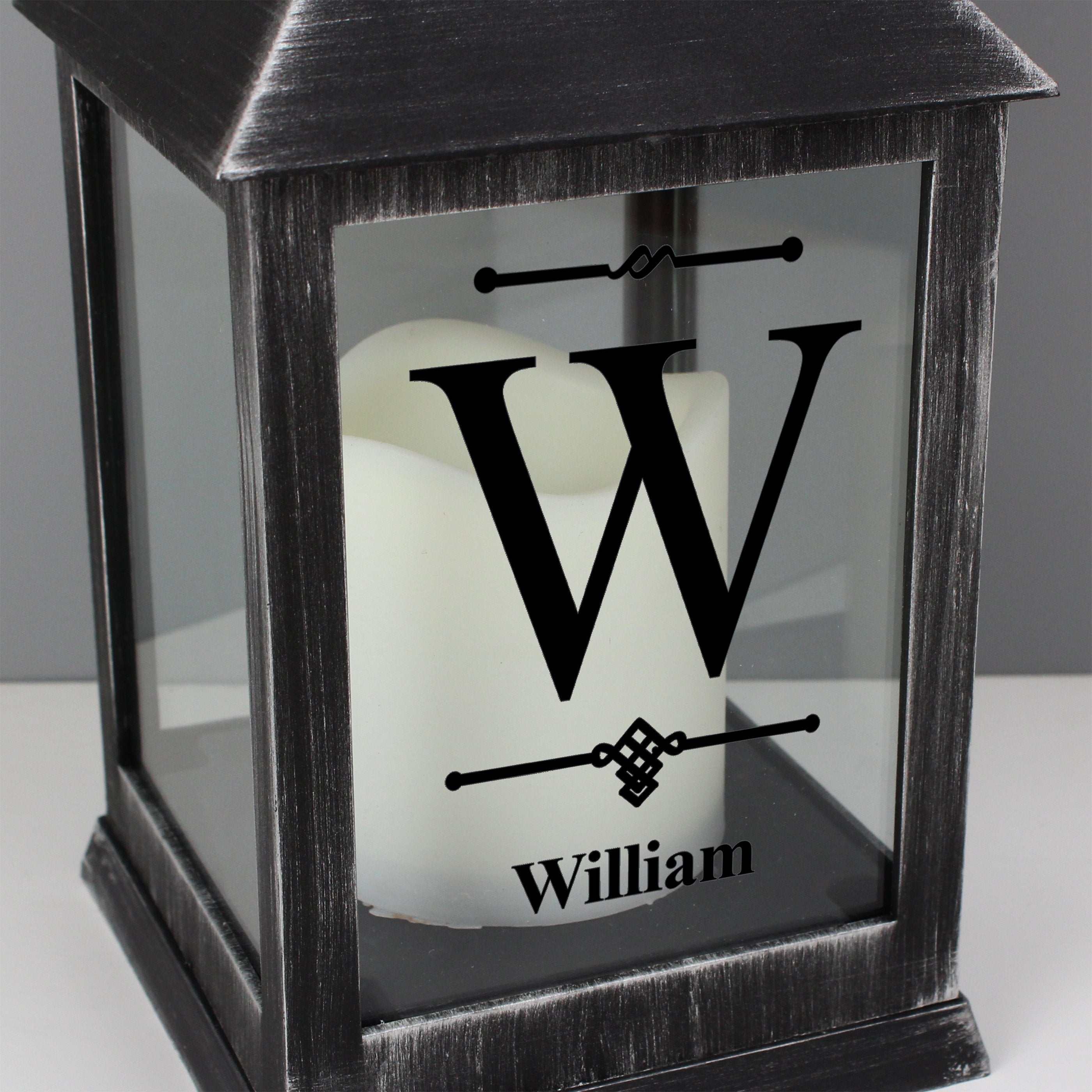 Personalised Initial Rustic Black Lantern