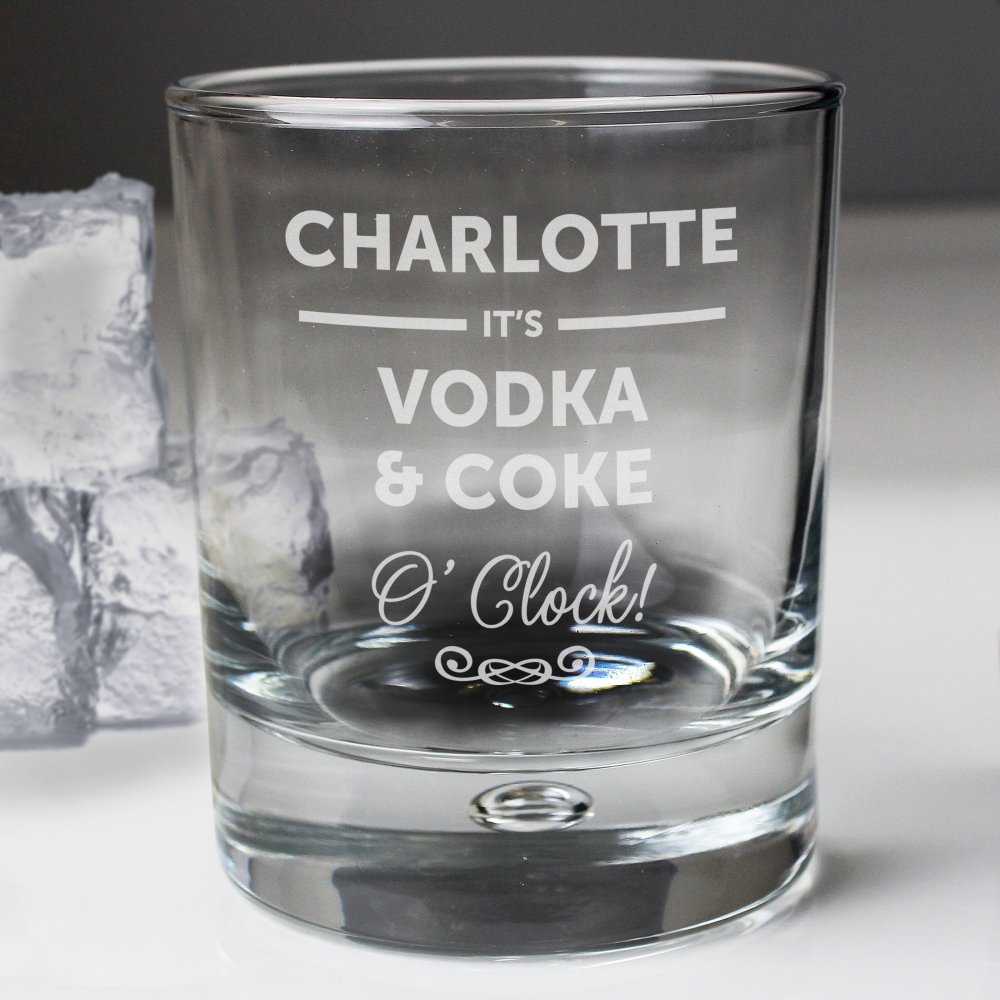 Personalised Its... Oclock Tumbler Bubble Glass