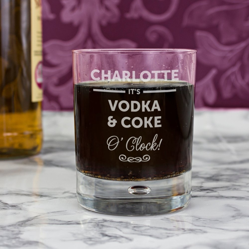 Personalised Its... Oclock Tumbler Bubble Glass