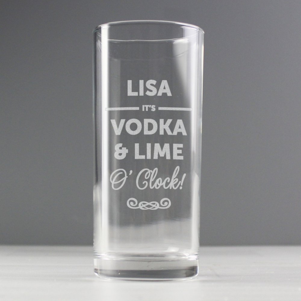 Personalised Its...O'Clock Hi Ball Bubble Glass