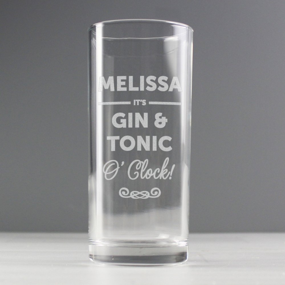 Personalised Its...O'Clock Hi Ball Bubble Glass