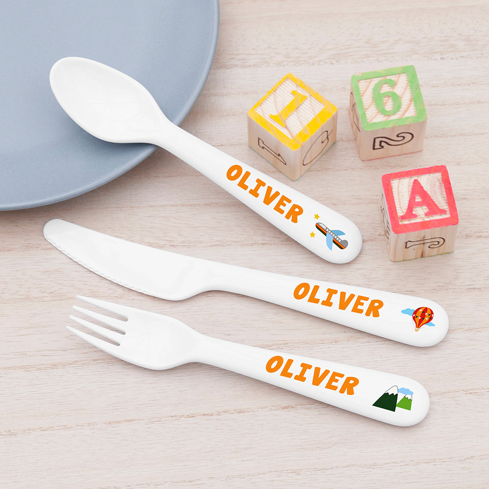 Personalised Personalised Kids Adventure Cutlery Set - Plastic