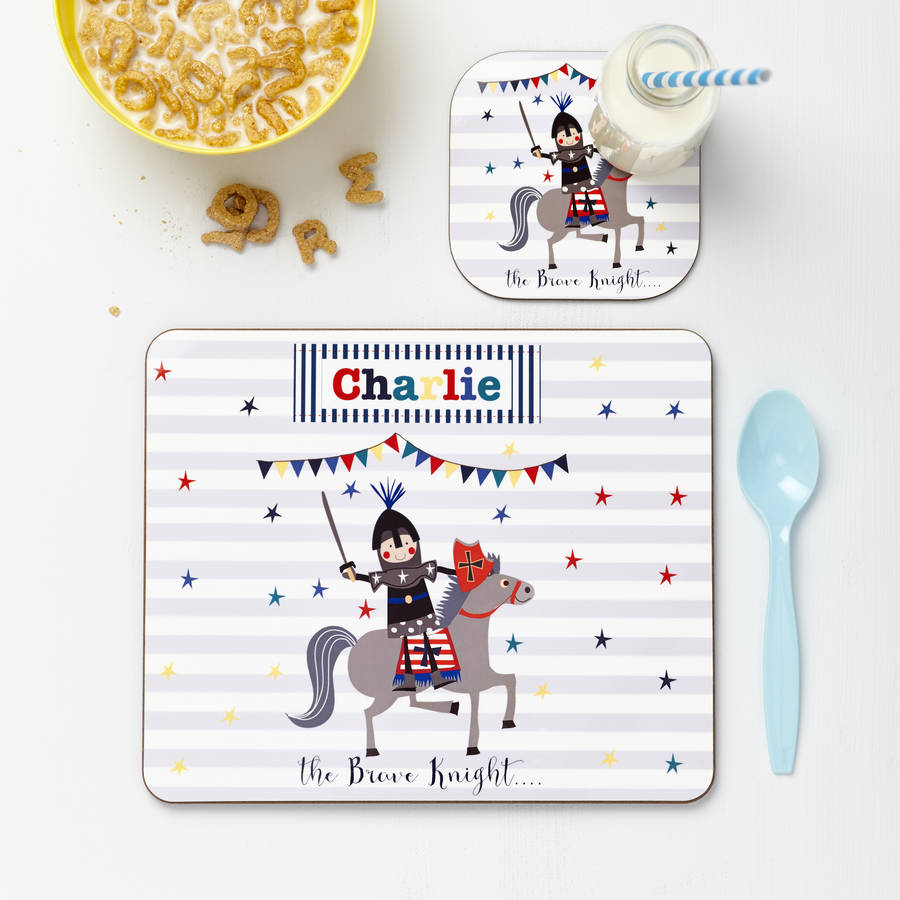 Personalised Personalised Kid's Brave Knight Placemat Set