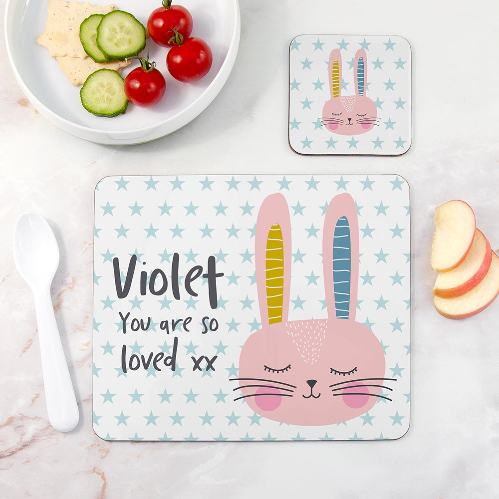 Personalised Personalised Kid's Bunny Rabbit Placemat Set