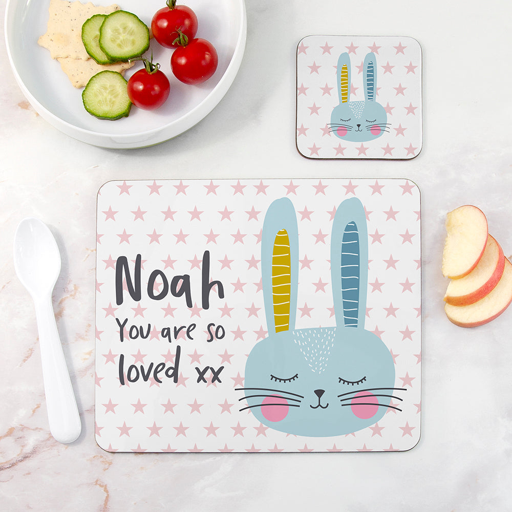 Personalised Personalised Kid's Bunny Rabbit Placemat Set