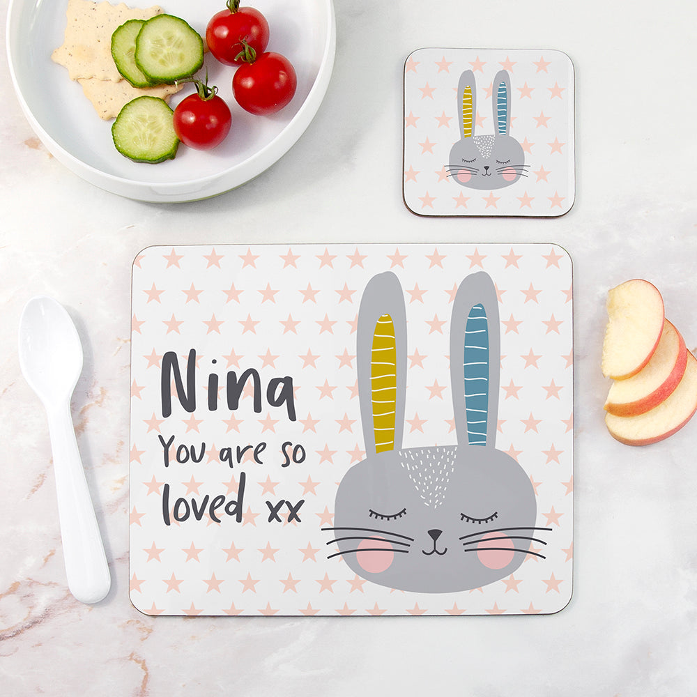 Personalised Personalised Kid's Bunny Rabbit Placemat Set
