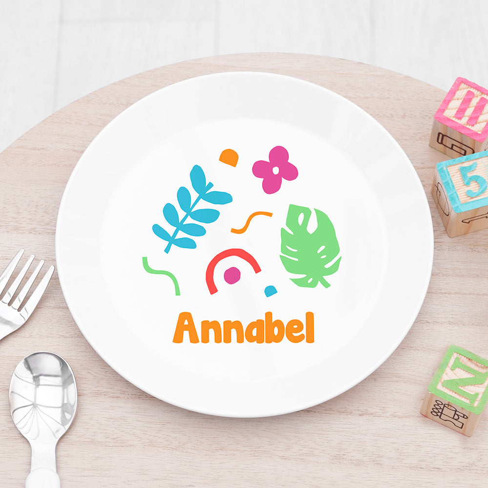 Personalised Personalised Kids Colourful Shapes Plastic Plate