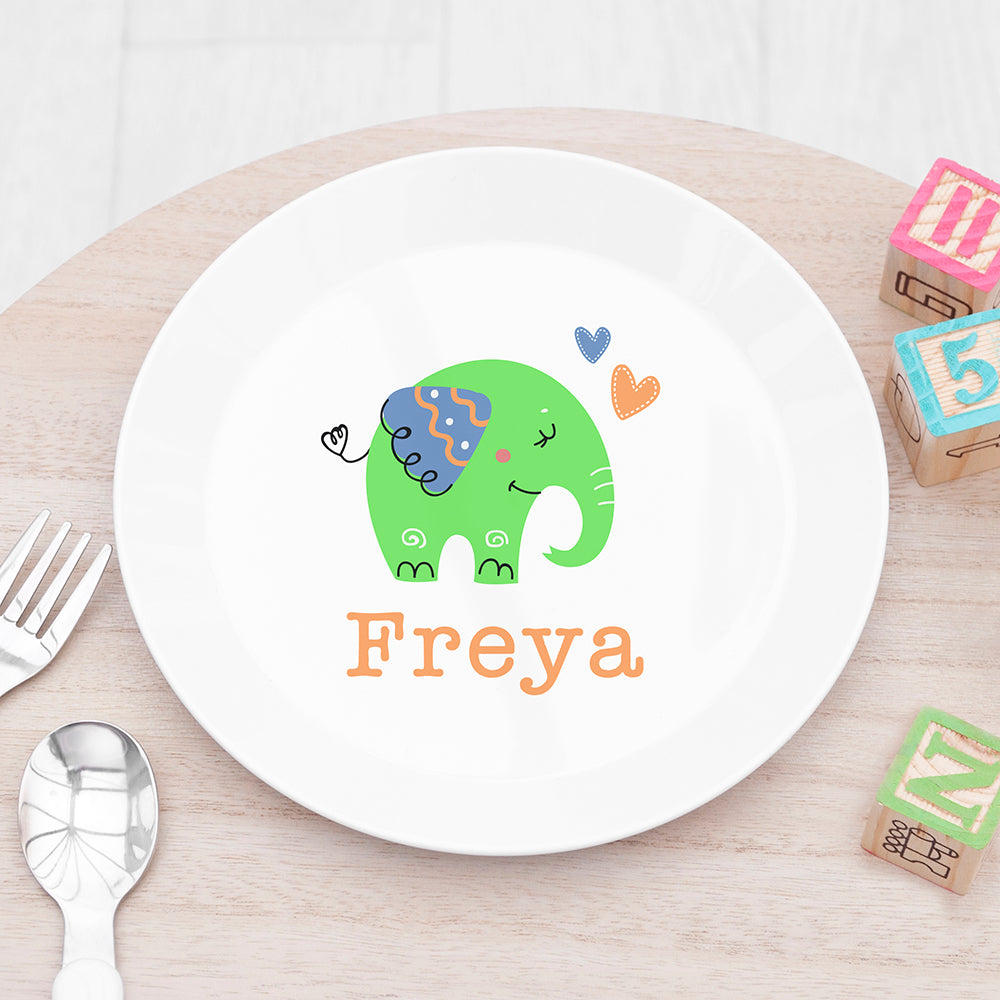 Personalised Personalised Kids Elephant Plastic Plate