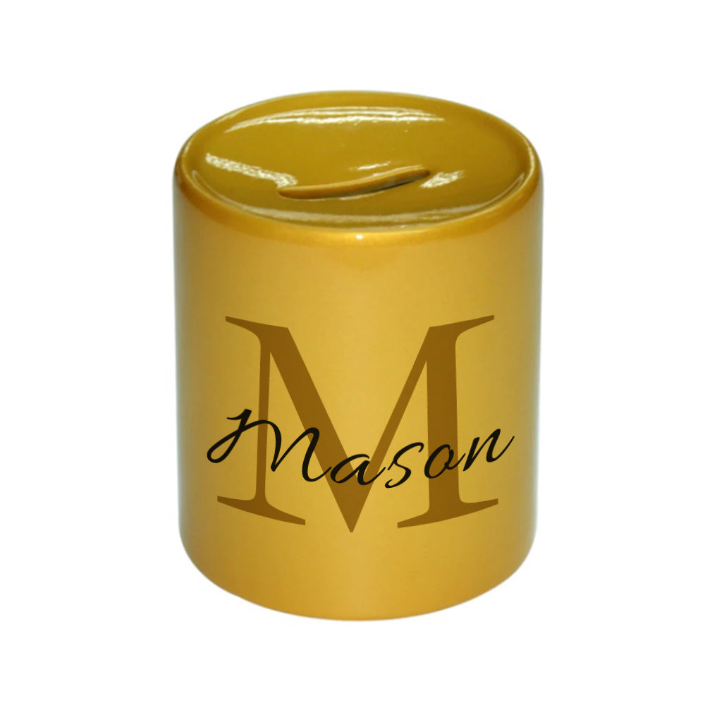 Personalised Personalised Kids Initial Gold Money Box