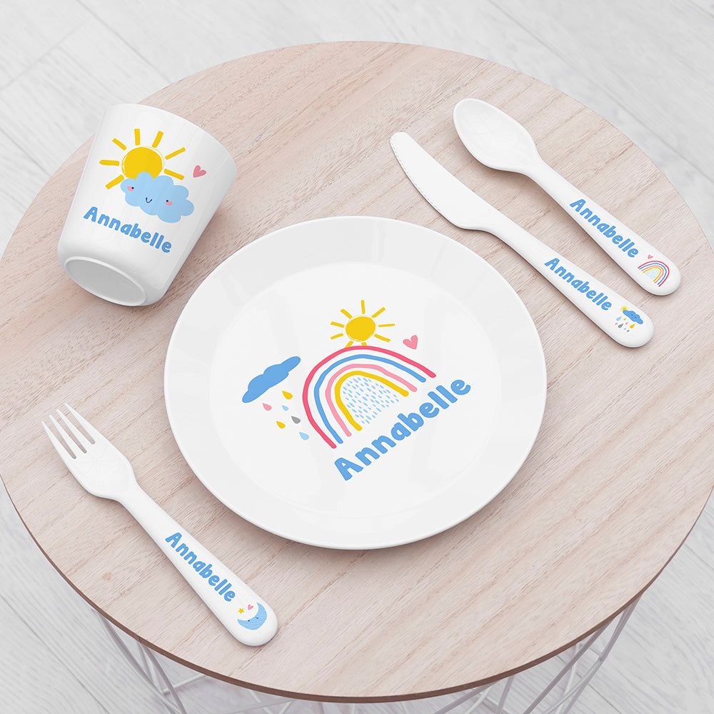 Personalised Personalised Kids Pastel Sky Plastic Dining Set