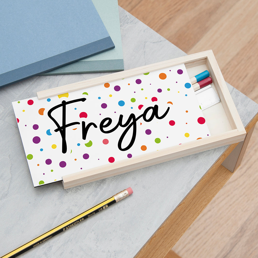 Personalised Personalised Kids Polka Dot Pencil Box