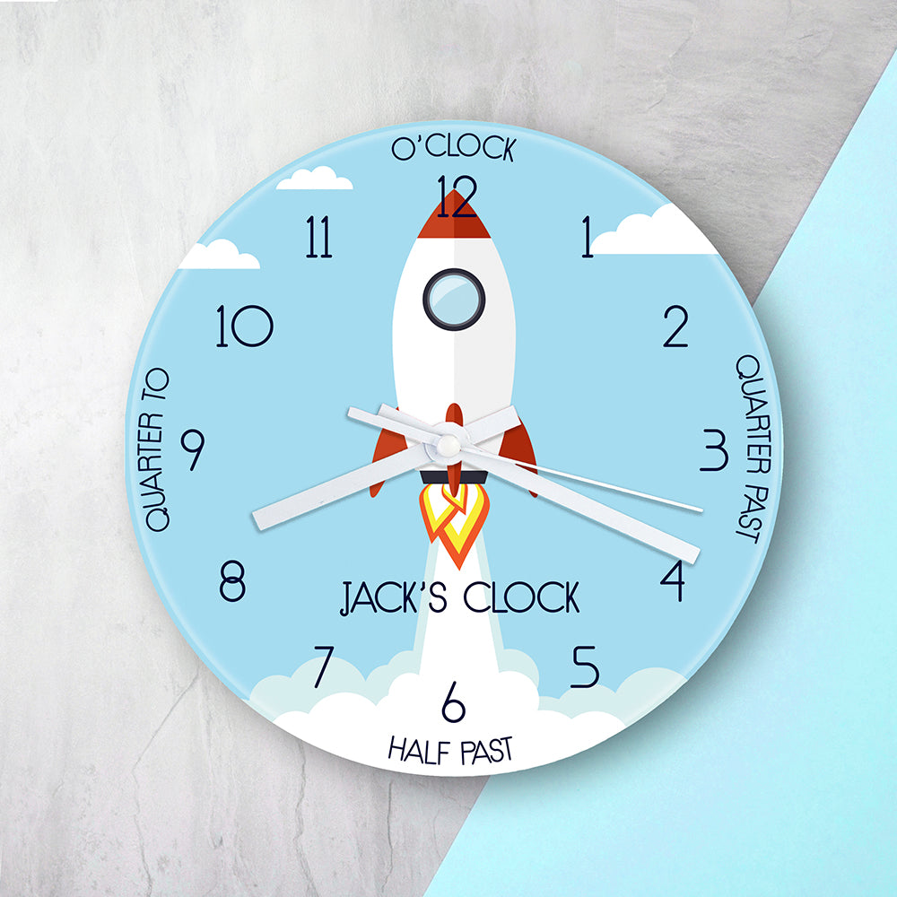 Personalised Personalised Kids Rocket Glass Clock