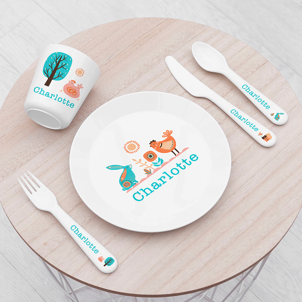 Personalised Personalised Kids Scandi Summer Plastic Dining Set