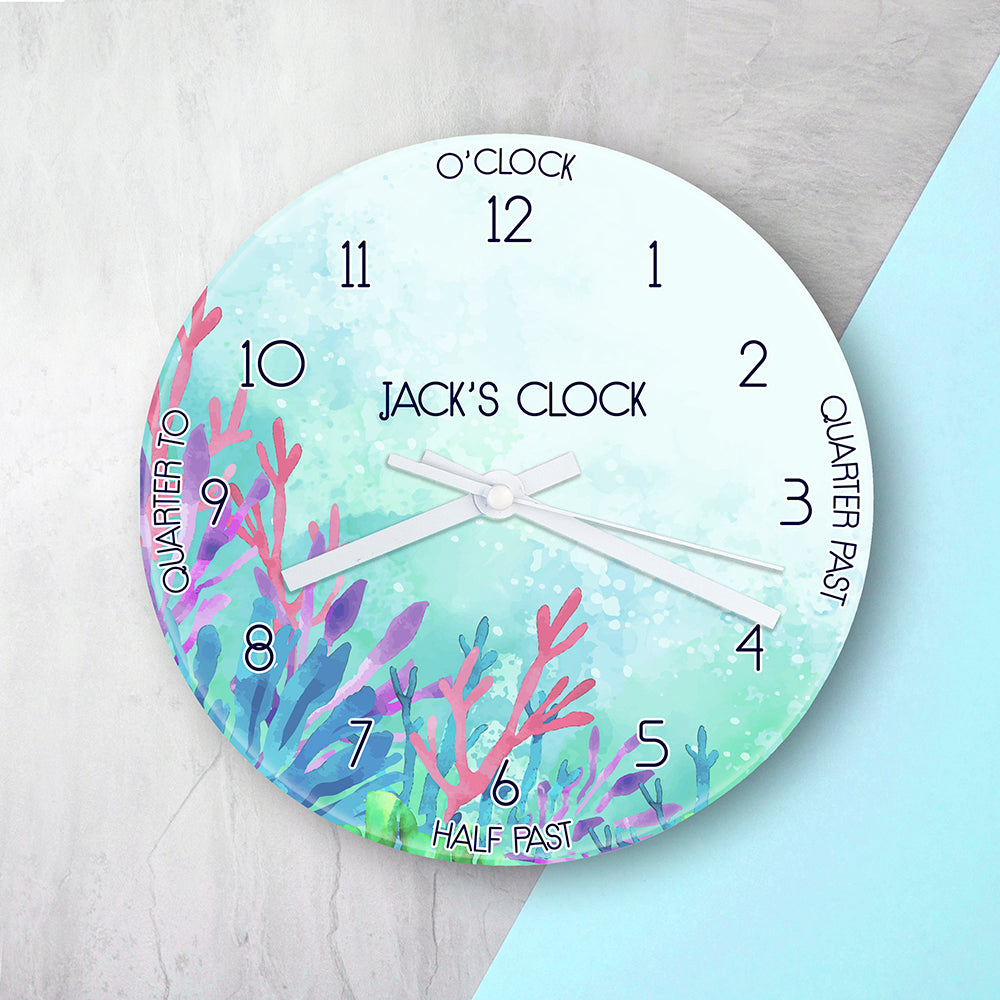 Personalised Personalised Kids Sealife Glass Clock