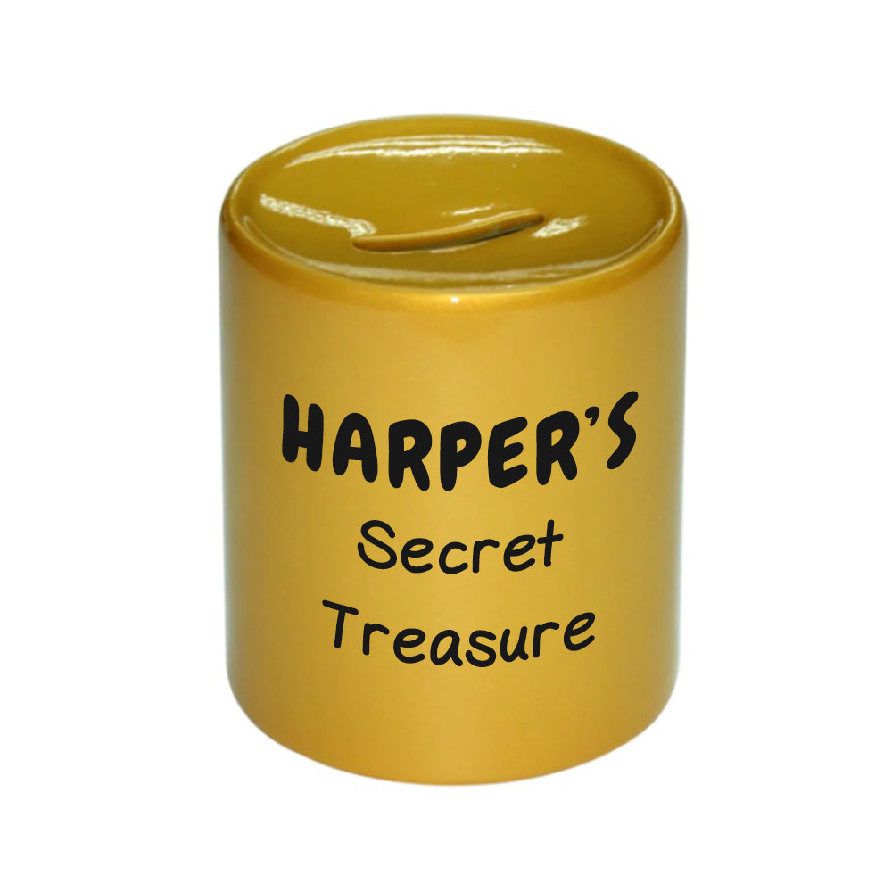 Personalised Personalised Kids Secret Treasure Gold Money Box