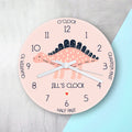 Personalised Personalised Kids Stegosaurus Glass Clock