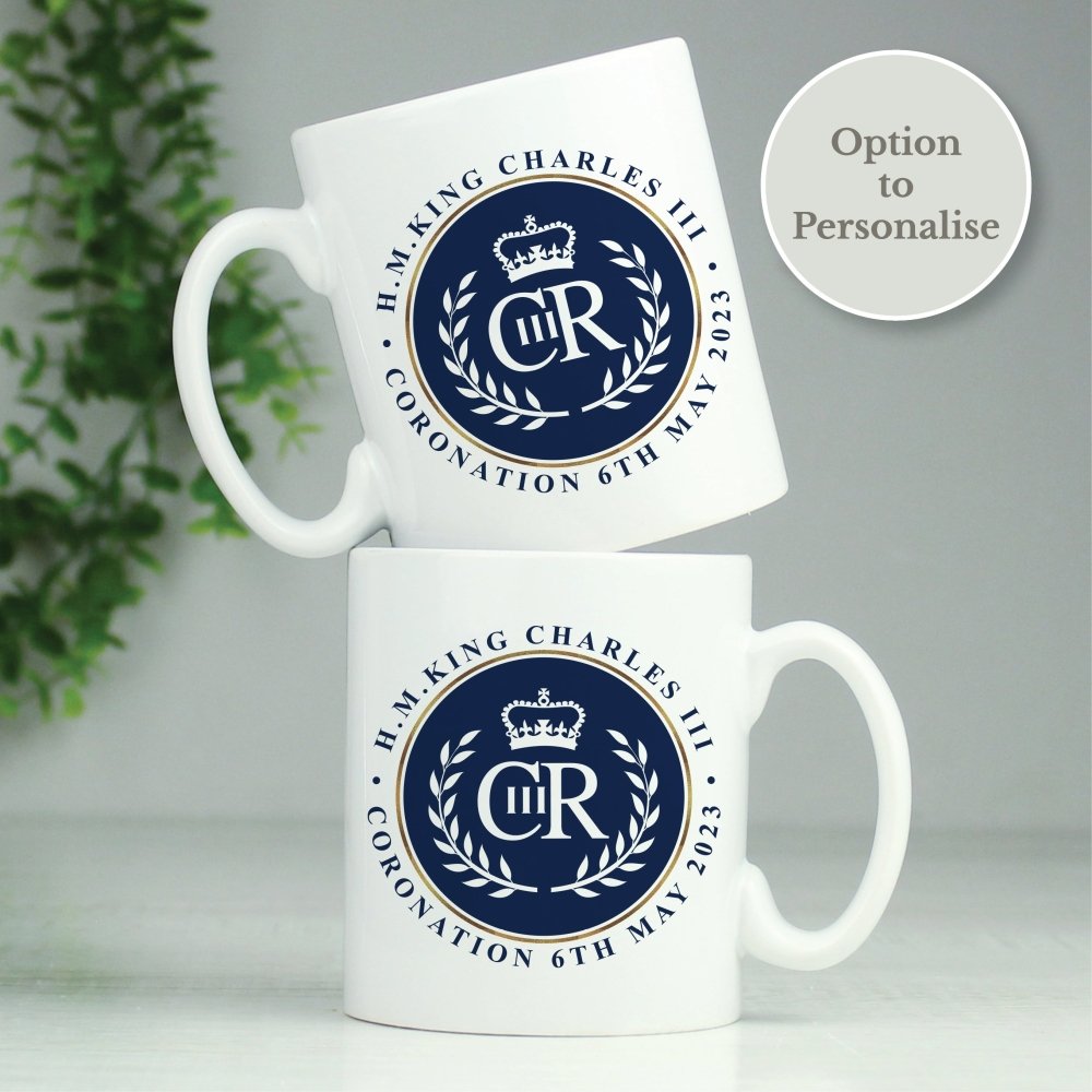 Personalised King Charles Iii Blue Crest Coronation Commemorative Mug