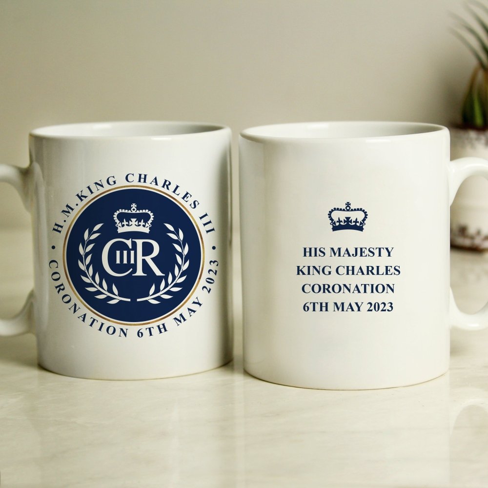 Personalised King Charles Iii Blue Crest Coronation Commemorative Mug