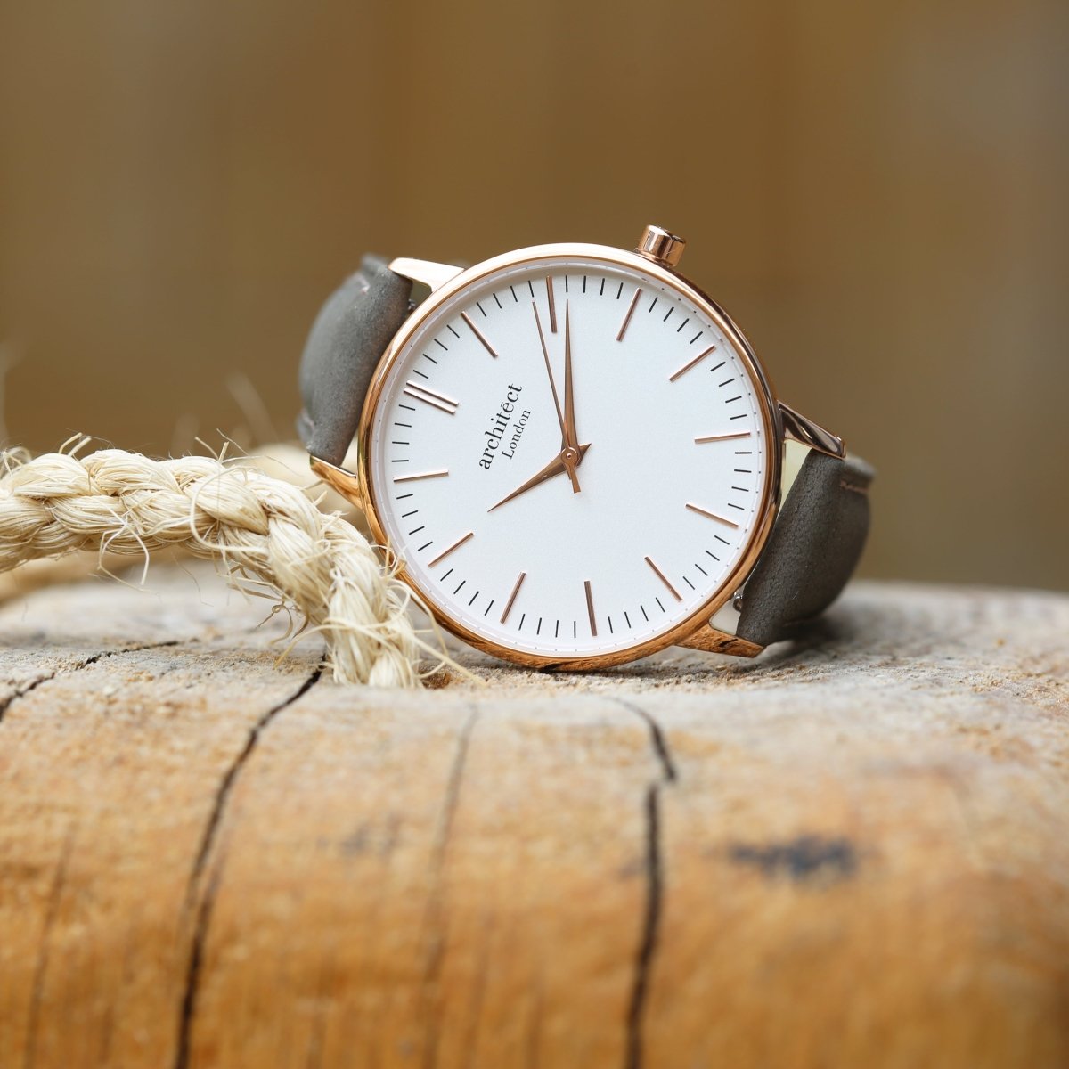 Personalised Ladies Architect Blanc Handwriting Engraved Watch + Light Grey Strap